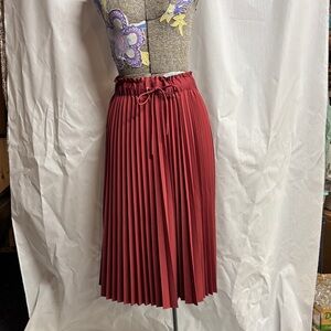 Elegant Red Pleated Skirt